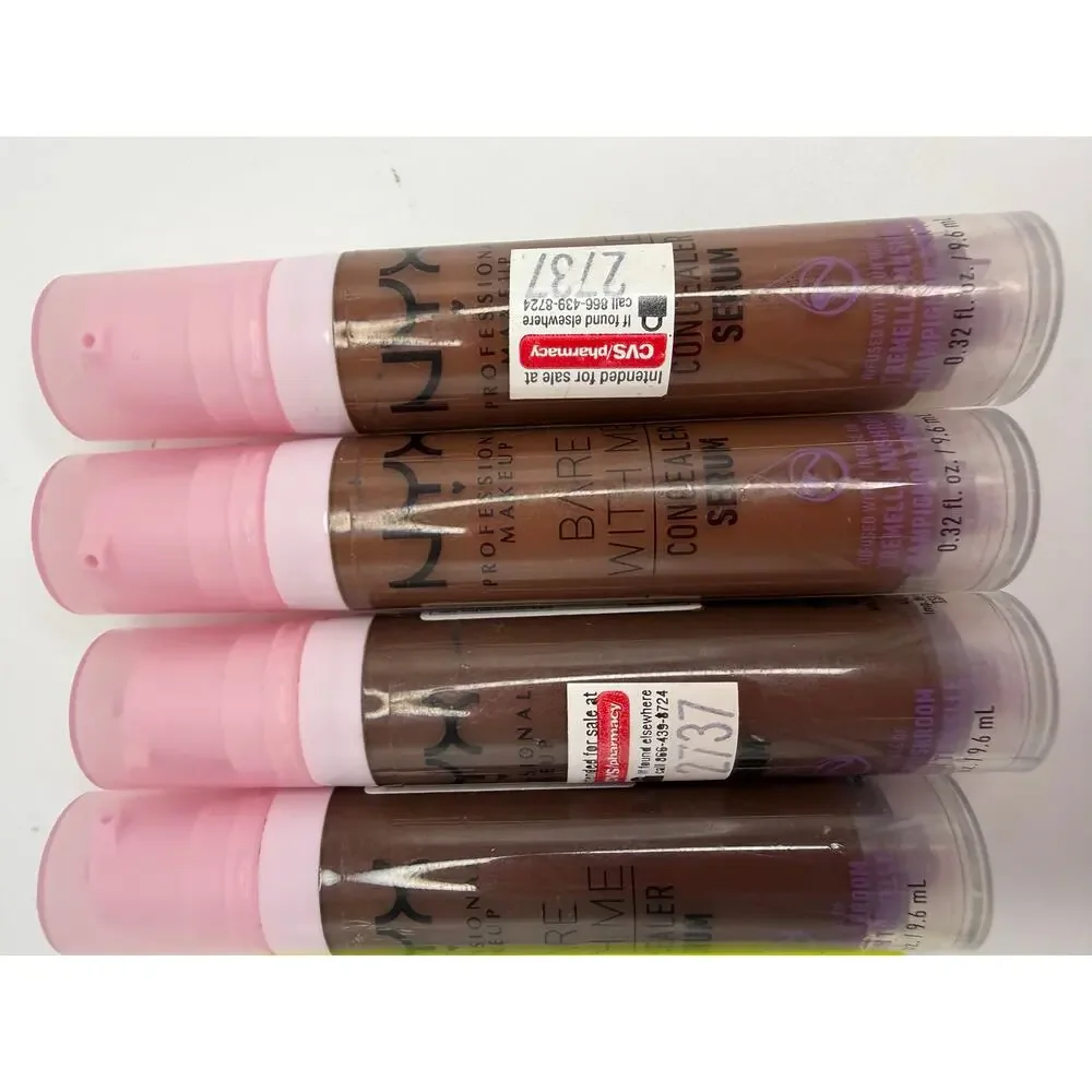NYX Bare With Me Concealer Serum Lot 4 Rich Deep 0.32oz BWMCCS12 BWMCCS13